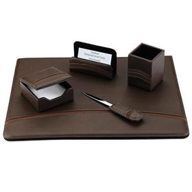41A-DSKC5 5 pcs synthetic leather desk set brown